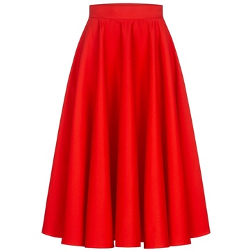 Red A-Line Midi Skirt