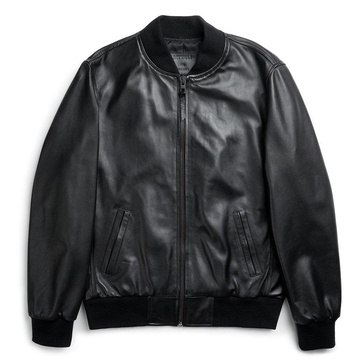 Black Elk Bomber Leather Jacket - Black