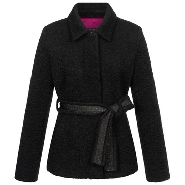 Black Belted Bouclé Jacket