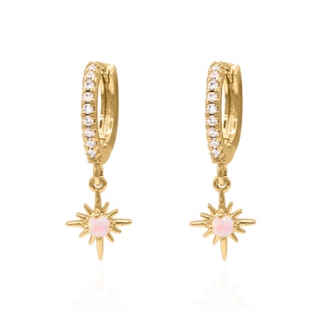 Neve Opal Star Huggie Hoop Earrings | Gold Plated