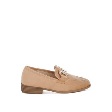 Maestro Diamante Embellished Horsebit Loafers In Beige