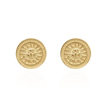 Aelia Sun Coin Studs | Gold Plated