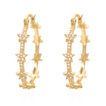 Aneira Star Hoop Earrings | Gold Plated