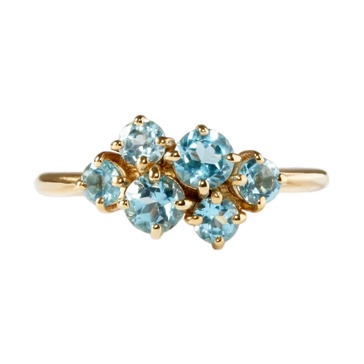 Blue Topaz Cluster Ring - Gold