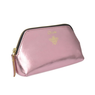 Solar Metallic Pink Leather Make-Up Bag