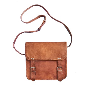 Vida Vintage Midi Leather Two Buckle Day Bag