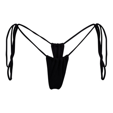 Sanctuary Tassel Thong Bikini Bottom - Dark Seas Black