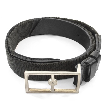 Grey Elastic Signature Glenam Leather & Nickel Belt