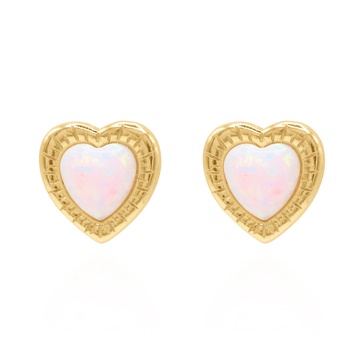 Suki Opal Heart Studs | Gold Plated