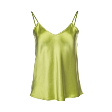 Vasiliki V-Neck Silk Camisole In Lime Cream