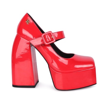 Pablo Red Statement High Platform Heel Mary Jane Sandals