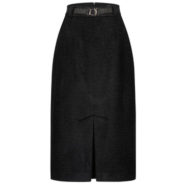 Black Bouclé Pencil Skirt