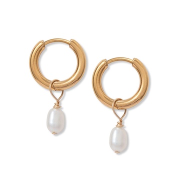 Gold Tiny Pearl Hoops