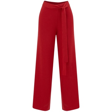 Bell Bottom Knit Trousers - Red