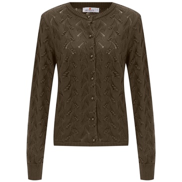 Alisa Openwork Cardigan In Brown