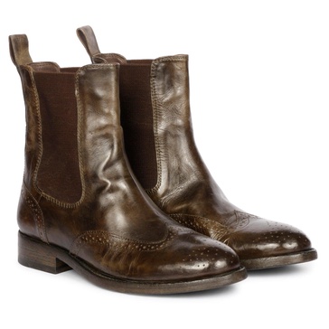 Santina Khaki Leather Ankle Boots