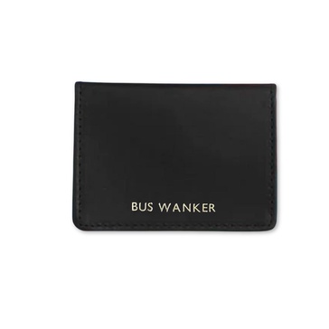 Black Leather Travel Card Holder - Bus Wanker