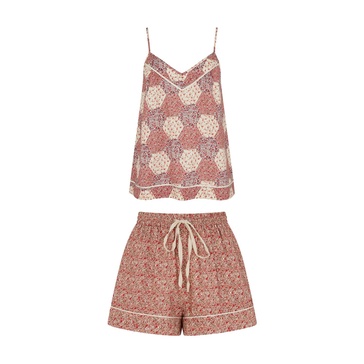 Camilla Aster Pachwork Cami & Short Pyjama Set In Pink