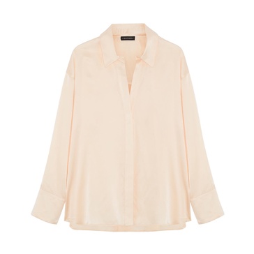 Audrey Oversized Silk Shirt - Blush