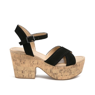 Ulla High Heeled Block Sandal Black