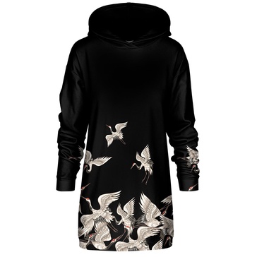 Black Cranes Hoodie Oversize Dress