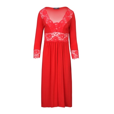 Midi Viscose Nightgown - Red