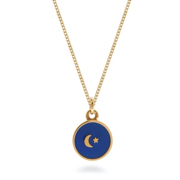 Small Moon & Star Gold Vermeil Indigo Blue