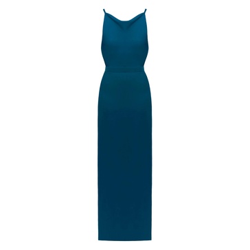 Manoa Teal Blue Evening Dress With Open Back