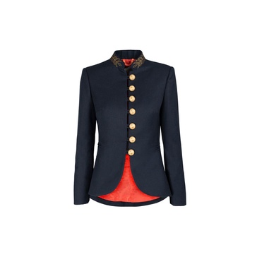 Embroidered Navy Blue Premium Crepe Blazer Poppy