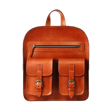 Leather Backpack In Cuoio Brown Soho Collection