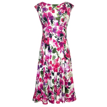 Luna Midi Dress In Fuchsia Florals