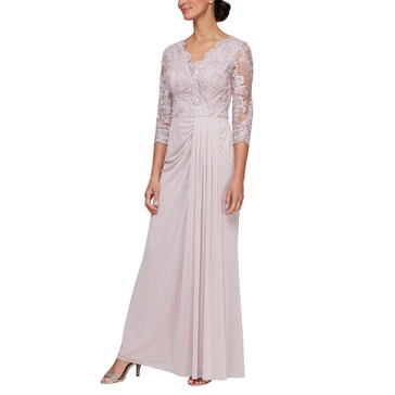 Long Empire Waist Dress with Surplice Neckline