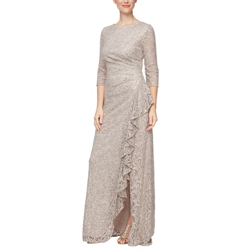 Long Sequins Lace A-line Dress