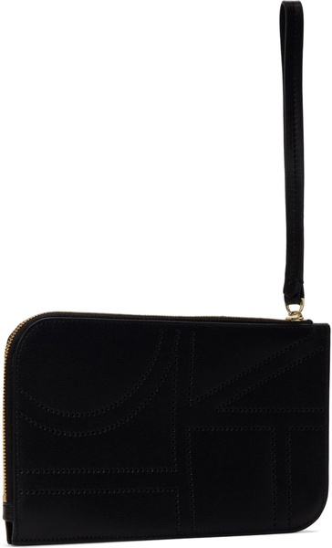 Black Monogram Leather Wristlet Pouch