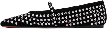 Black Ane Crystal Heart Ballerina Flats