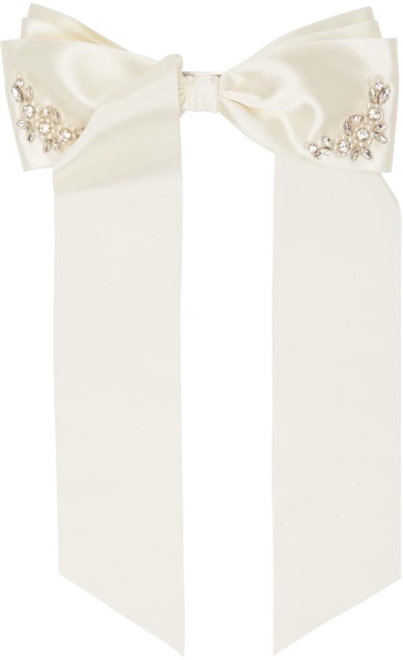 Off-White Embellished Satin Bow Hair Clip