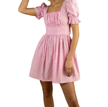 popham dress in pink gingham