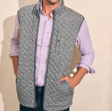 epic quilted fleece vest in carbon melange