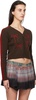 Red & Brown Ribbon Embroidery Knit Cardigan