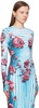 Blue & Red Flower Body Morphing Long Sleeve T-Shirt