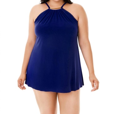 plus size parker underwire swimdress in blue