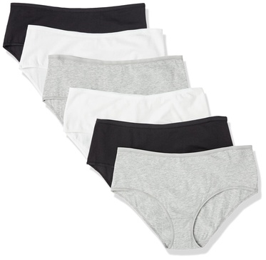 Amazon Essentials Women's Cotton Midi Brief Underwear (Available in Plus Size), Pack of 6