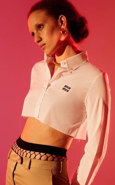 Raw-Edged Cotton Cropped Shirt