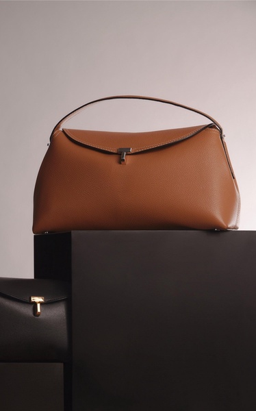 T-Lock Leather Top Handle Bag