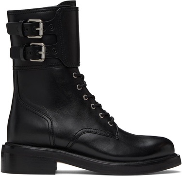 Black RB Moto Lace-Up Boot