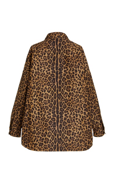 Oversized Animal-Printed Cotton-Silk Faille Shirt