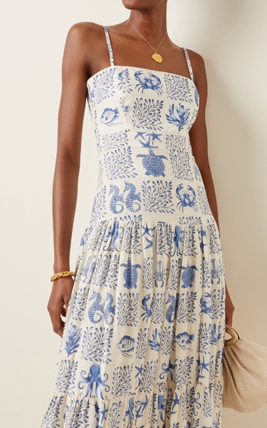 Lima Tiered Printed Linen Maxi Dress