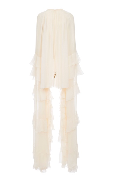 Ruffled Organic Silk Mousseline Mini Dress