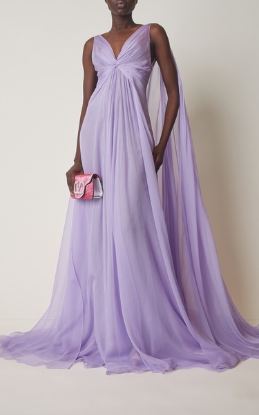 Gathered Silk Chiffon Gown