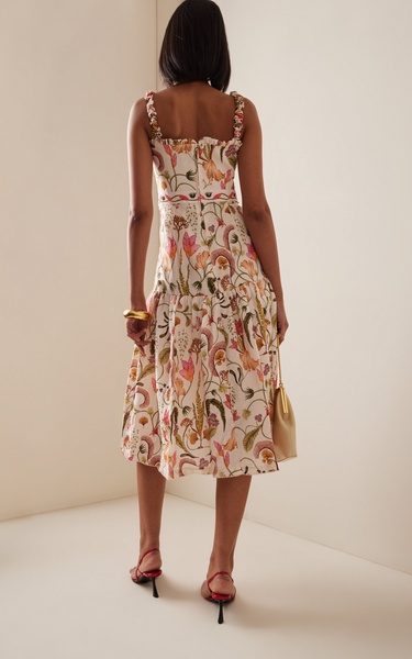 Nispero Embroidered Floral Cotton Midi Dress